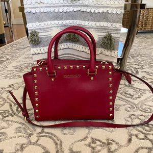 Michael Kors Studded handbag wine colored